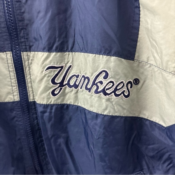 New York Yankees Blue White Starter Jacket Windbreaker Large YOUTH Boys Vintage - Picture 3 of 11